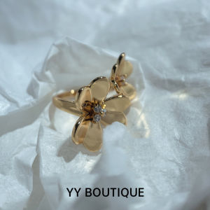 Exaggerated Vintage Diamond Floral Adjustable Ring Earrings Necklace Bracelet Set Elegant Sensation Full Diamond Open Ring