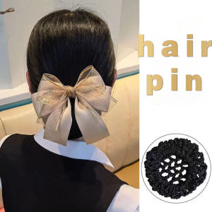 Bow Hair Net Girls Korean Fashion Elegant Hair Clip Aesthetic Hairpin Hair Accessories for Women