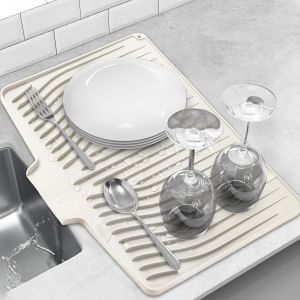 LMETJMA Thảm Làm Khô Bát Đĩa Bằng Silicon Thảm Lót Bếp Chống Trượt Thân Thiện Với Môi Trường Có Lỗ Thoát Nước Tích Hợp Cho Các Dụng Cụ Chuyên Dụng