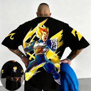 Bandai | Dragon Ball Anime Cotton T-shirt 2026 Summer New Vegeta Printed Mens and Womens Street Hip Hop Loose Casual Short Sleeve Top