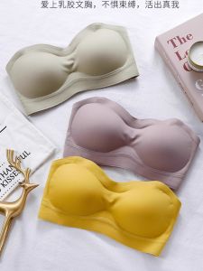 Wireless Strapless Bra Womens Thin Anti-Slip Gathered Tube Top Summer Seamless Invisible Back Beauty Push up Bra Underwear