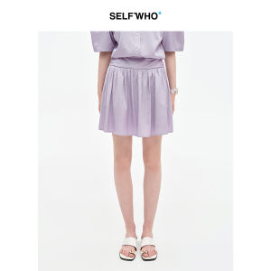 Vinegar Cellulose Blend Wide Waistband Short Skirt