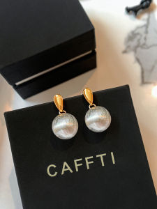 CAFFTI | 999 Silver Needle Metal Silver Pulling Ball New Style Earrings