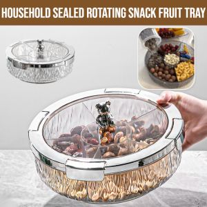 Household Sealed Rotating Snack Fruit Tray 5-Grids Large Anti Dust Capacity Storageb Box Dried Fruits And Nuts Sealed To Keep Fresh