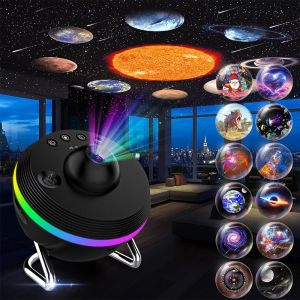 Galaxy Star Projector Planetarium LED Night Light Lamp Ceiling Space Starry Sky Projector with Light Strip Meteor Christmas Gift