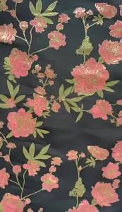 Vintage Gold Floral Jacquard Fabric Elegant Cheongsam Dress Material for Blouse Decoration