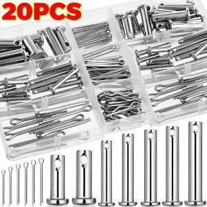 20Pcs Carbon Steel Flat Head Hole Clevis Pins M6 Pin Shaft Cotter Pins Trailer Latch Fasteners Furniture Connector Positioning Pins