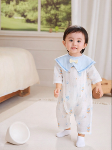 Purcotton | Spring Summer Baby Romper with Bib