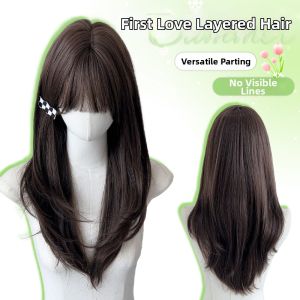 SHANGE | Natural Long Straight Black Wig For Women