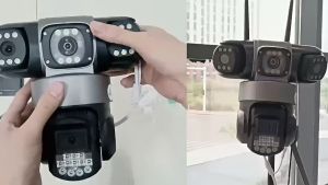 Three lens CCTV V380 Pro CCTV Camera  Waterproof Alarm Tracking Automatic Camera Outdoor and Indoor IP Security Triple Camera