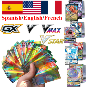 Bandai | Pokemon TCG GX & VMAX Cards 100/200PCS English Version Rare Holographic Full Art Trading Cards for Fans Collection Birthday Gift