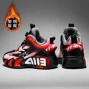 Mens Cotton Shoes 2025 New Winter Fleece Lined Warm Large Childrens Sports Running Winter Shoes Youth Trendy High Top Sneakers