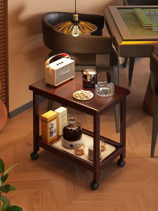 Portable Mahjong Tea Table Water Rack Card Game Room Special Tea Table Storage Shelf Small Side Table Luxury Style Bamboo Craft
