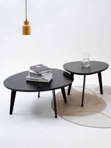 Black Minimalist Italian Style Household Coffee Table Stone Plate Silent Style Small Apartment Scandinavian Designer Oval Shaped Side Table