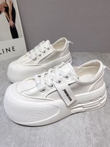 LW-Changer Cute Big Head Bread Shoes Personality Increased White Sneakers Versatile Genuine Leather Sport Outdoor Accessories