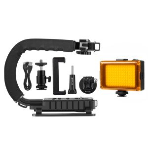 PULUZ | PULUZ C-Shape Handheld SLR Camera Stabilizer Bracket ABS Portable DV Camera Handle Grip Mount & Cold-shoe For Steadycam U-Grip