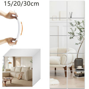 10/20pcs Mirror Sheet Non-Glass Flexible Self Adhesive Mirrors Sheets Stick DIY Mirror Tiles For Bedroom Door & Bathroom