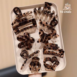 Bộ 10 Kẹp Tóc Nhiều Màu Sắc Họa Tiết Báo Đốm Hoa Bướm Hình Trái Tim - Phụ Kiện Tóc Thời Trang Kẹp Đa Năng Cho Nhiều Kiểu Tóc