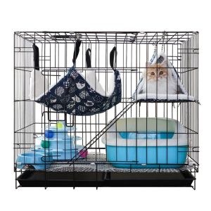 Large Integrated Cat House Villa Toilet One Piece Cat Cage Free Space Indoor Home Use Foldable Cat Shelter Pet Supplies