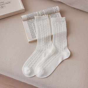 Tất Cotton Ren Mỏng Đến Giữa Bắp Chân Cho Nữ Mùa Hè Phong Cách Nhật Bản Tất Cotton Nguyên Chất Thời Trang INS Tất Dày