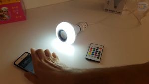 【Buy 1 Get 1】E27 12W LED RGB Bluetooth Speaker Bulb Wireless Music Playing Light with Remote Control