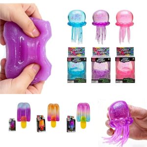 Schylling Jellyfish & Popsicle Squishy Toy Anti Anxiety Stress Relief Fidget Toy Sensory Squeeze Toy for Kids Adults