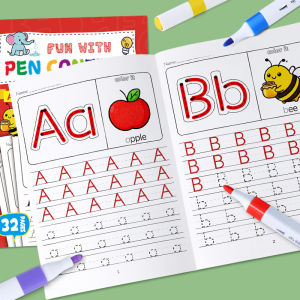 Childrens Alphabet Practice Books A-Z Writing Practice Books Learning Writing Drawing Pages ActivitiesIllustration Book