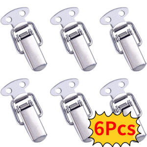 6/12 pcs Mini Stainless Steel Cabinet Boxes Spring Loaded Latch Catch Toggle Clamp Hasp Lock For Chest Box Gift Suitcase Case
