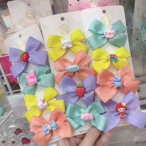 Set 4 kẹp tóc nơ xinh xắn cho bé gái Set 4 kẹp tóc handmade nhiều màu xinh cho bé gái