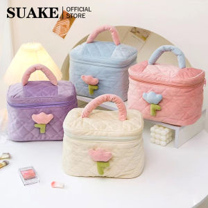 SUAKE Cosmetic Bag Cute Cartoon Pattern Large Capacity Macaron Flower Cosmetic Travel Bag