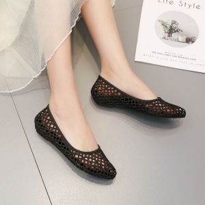 Summer 2025 Womens Jelly Shoes Waterproof Slip-On Sandals Breathable Hollow out Anti-Slip PVC Soft Surface Beach Shoes