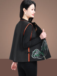 Mom Wear Double-Sided Wear Vest Chinese Style Retro Vest Plus Size Thin Shawl Ethnic Style New Chinese Tang Suit Waistcoat
