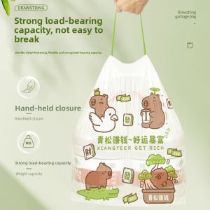 MONLEYTA | Extra Thick Drawstring Trash Bags Kitchen Special Plastic Handheld Bathroom Thickened Home Cleaning Bags Tear Resistant 100pcs