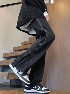 กางเกงขายาวทรงหลวมสไตล์อเมริกันสำหรับผู้ชาย ทรงลำลอง ทรงขาบานเล็ก กางเกงขายาวทรงลำลองสำหรับปีนเขา ทรงหลวม กางเกงขายาวสไตล์อเมริกัน