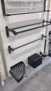 Stainless Steel Bathroom Towel Rack Shelf Paper Holder Drilling Free