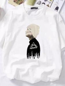 Áo Thun Cotton Trắng Tay Ngắn Dáng Rộng Phong Cách Mỹ Thời Trang Mùa Hè Thường Ngày in Họa Tiết 3D Thoáng Khí Thoải Mái