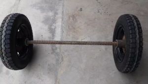 Bộ trục và bánh xe lôi lắp bánh 400-12