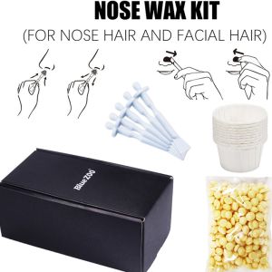 HNKMP | 【Nose Facial Significant Hair Removal Trimmer Cleaning Beauty Nose Hair Removal Wax Beans Set Depilatory Waxing Pellet Kit】