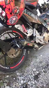 38-51mm Universal AKRAPOVIC Motorcycle Exhaust Pipe Carbon Fiber Type Muffler Canister Pipe Tailpipe 370mm Length Include Silencer