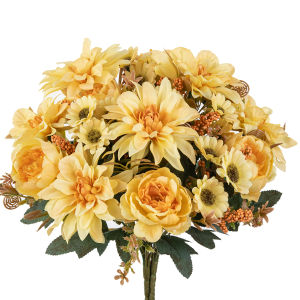 Artificial Flowers Silk Dahlia Rose Festival Home Room Table Garden Arch Wall Wedding Bridal Bouquet Autumn Decora Yard Diy Gift