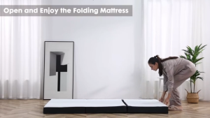 Tri Fold Memory Foam Mattress Single 2/3/4Inch Portable Guest Bed Bamboo Fiber Foldable Mattress Topper Sofa Bed Removable Washable Cover Mattress