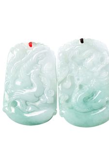 จี้หยกธรรมชาติสำหรับคู่รัก เครื่องประดับแฟชั่นสไตล์ชาติพันธุ์ จี้หยกผู้หญิง จี้หยกผู้ชาย จี้หยกสองชิ้น จี้หยกคู่รัก