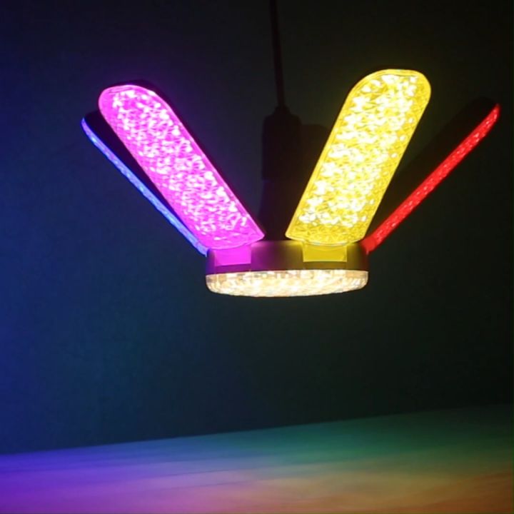 หลอดไฟ RGB LED Bulb E27 หลอดใบพัด 5 แฉก 120W (แสงรวม) หลอดไฟใบพัด พับ ...
