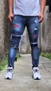 Celana Jeans Bordir Pria Clana Jens Panjang Denim Pakaian Cowok Dewasa Celana Panjang Laki Laki