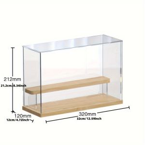 Transparent Acrylic Display Box Wooden Shelves Storage BoxSuitable for Protection and Display of Small Collections of Toy Car