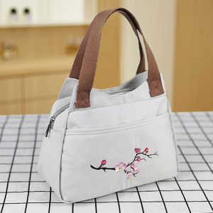 Embroidered Canvas Womens Handbag Casual Shopping Small Fashionable Work Bag for Mothers Ethnic Style Artisanal Fabric Bag
