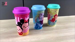 🔥พร้อมส่ง🔥  แก้วน้ำพร้อมฝาปิด ลิขสิทธิ์แท้ DISNEY ขนาด 9.5x6.5x15.5 cm แก้วเก็บความเย็น พร้อมฝากันน้ำหก ใส่ได้ทั้งร้อนและเย็น แก้วน่ารัก