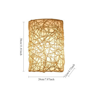 Modern Nordic Rattan Wall Lamp Vintage Japanese Pastoral Vine Decorative Wall Sconces Light for Bedside Foyer Living Room E27