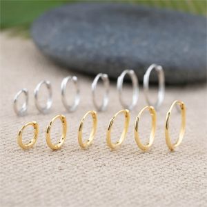 Mariasz Minimalist 1.6mm Thin Dainty Stainless Steel Hoop Earrings for Women Men Stackable Tiny Round Gold Color Huggies Jewelry