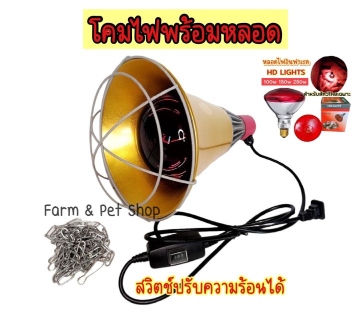 โคมไฟกกสัตว์เลี้ยงพร้อมหลอดอินฟราเรด ขนาด 8 นิ้ว